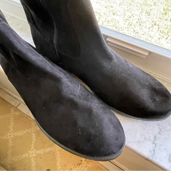 Kenneth Cole vegan suede thigh high soft blk boots, almond toe, inside zip Sz8.5 - Picture 2 of 16